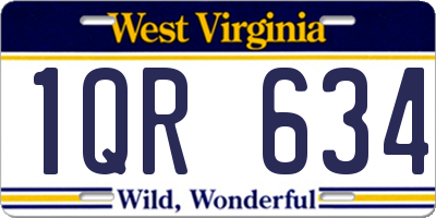 WV license plate 1QR634