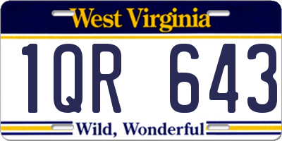WV license plate 1QR643
