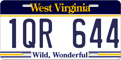 WV license plate 1QR644