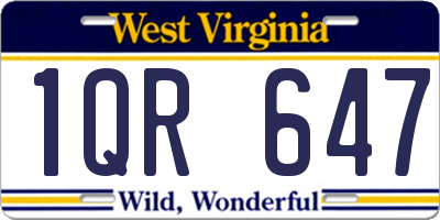 WV license plate 1QR647