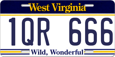 WV license plate 1QR666
