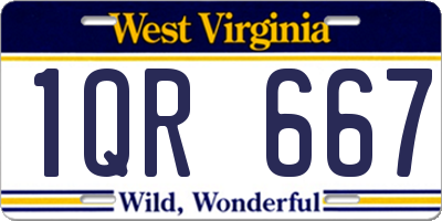 WV license plate 1QR667