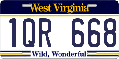 WV license plate 1QR668