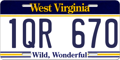WV license plate 1QR670