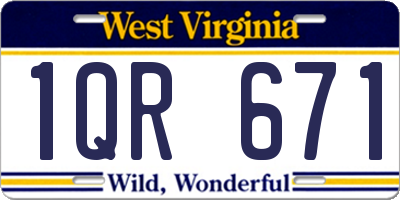 WV license plate 1QR671