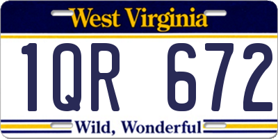 WV license plate 1QR672