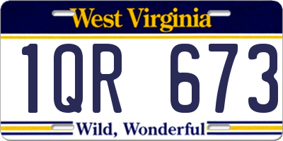 WV license plate 1QR673
