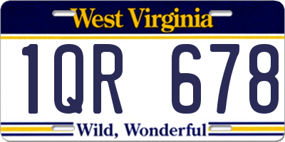 WV license plate 1QR678