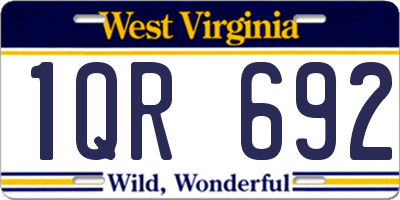 WV license plate 1QR692