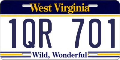 WV license plate 1QR701