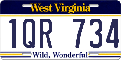 WV license plate 1QR734