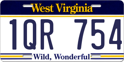 WV license plate 1QR754