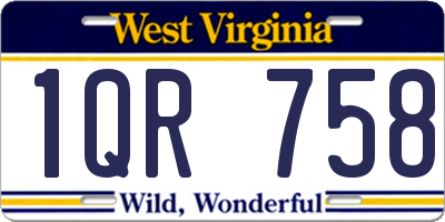 WV license plate 1QR758
