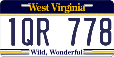 WV license plate 1QR778