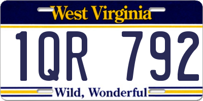 WV license plate 1QR792