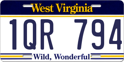 WV license plate 1QR794