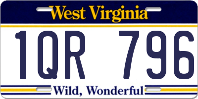 WV license plate 1QR796