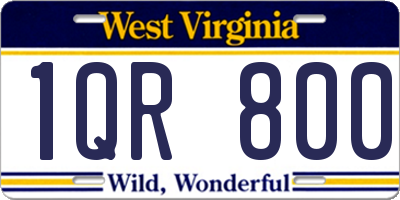 WV license plate 1QR800