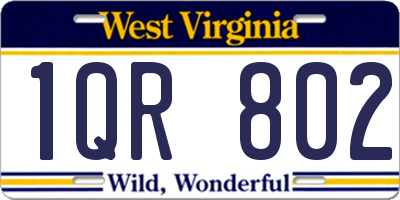 WV license plate 1QR802