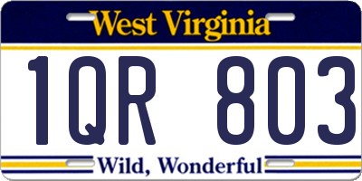 WV license plate 1QR803