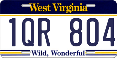WV license plate 1QR804