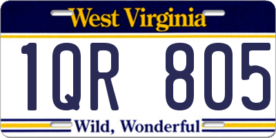 WV license plate 1QR805