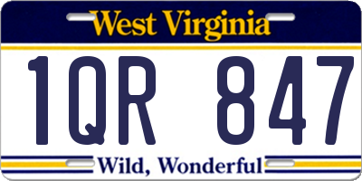 WV license plate 1QR847