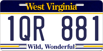 WV license plate 1QR881