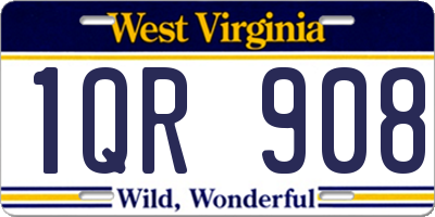 WV license plate 1QR908