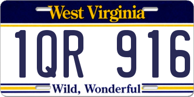 WV license plate 1QR916