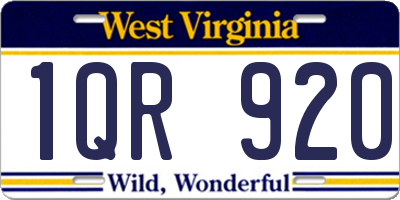 WV license plate 1QR920