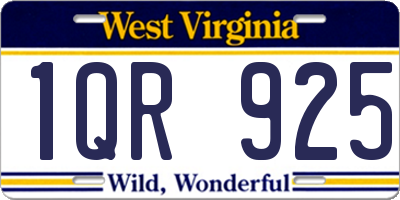 WV license plate 1QR925