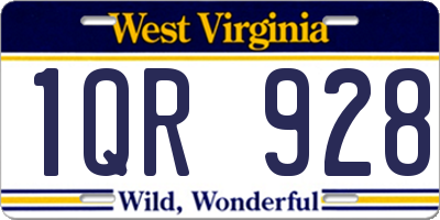 WV license plate 1QR928