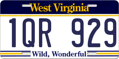 WV license plate 1QR929