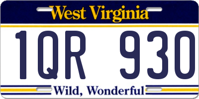 WV license plate 1QR930