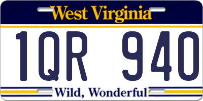 WV license plate 1QR940