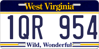 WV license plate 1QR954
