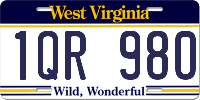 WV license plate 1QR980