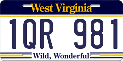 WV license plate 1QR981