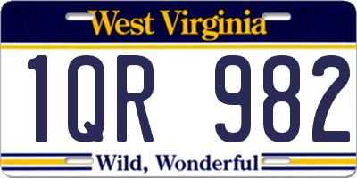 WV license plate 1QR982