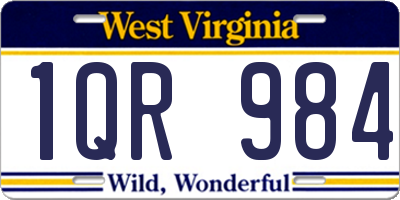 WV license plate 1QR984
