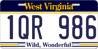 WV license plate 1QR986