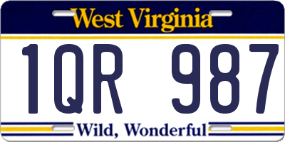 WV license plate 1QR987