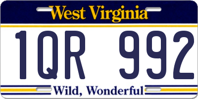 WV license plate 1QR992