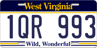 WV license plate 1QR993