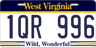 WV license plate 1QR996