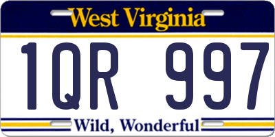 WV license plate 1QR997