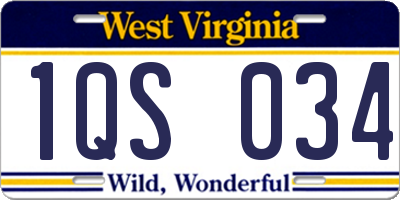 WV license plate 1QS034