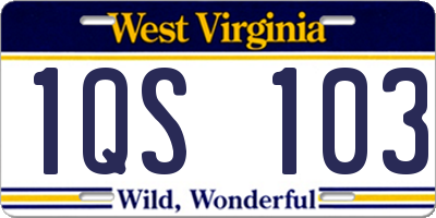 WV license plate 1QS103