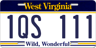 WV license plate 1QS111